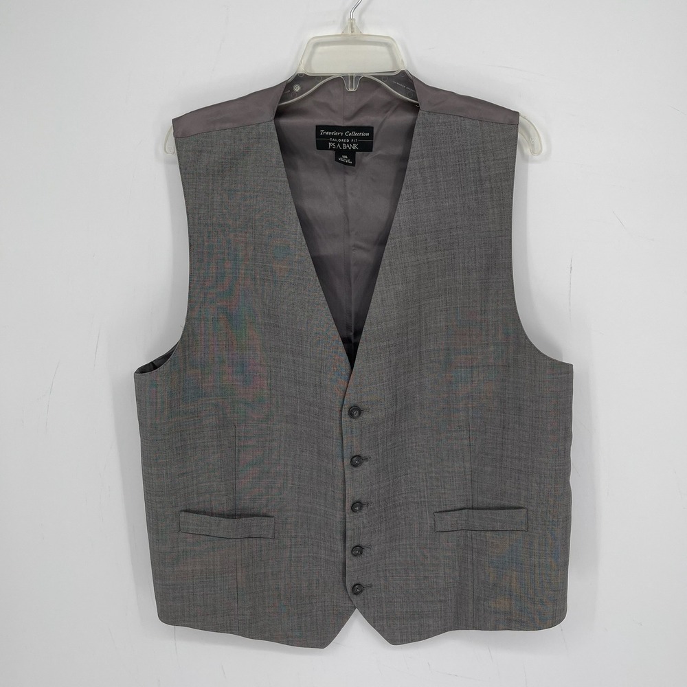 Jos A Bank Men's Gray Traveler's Collection Tailored Fit Wool Vest Plus Size XXL
